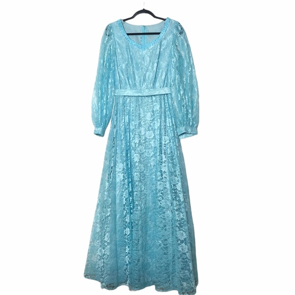 Vintage Dresses & Skirts - Vintage Mike Benet 60s Blue Lace Overlay Dress